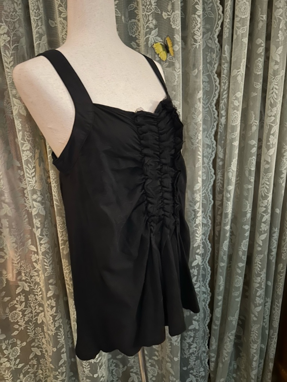 Y2K LaRok Black Open Back Tank Top with Ruffles